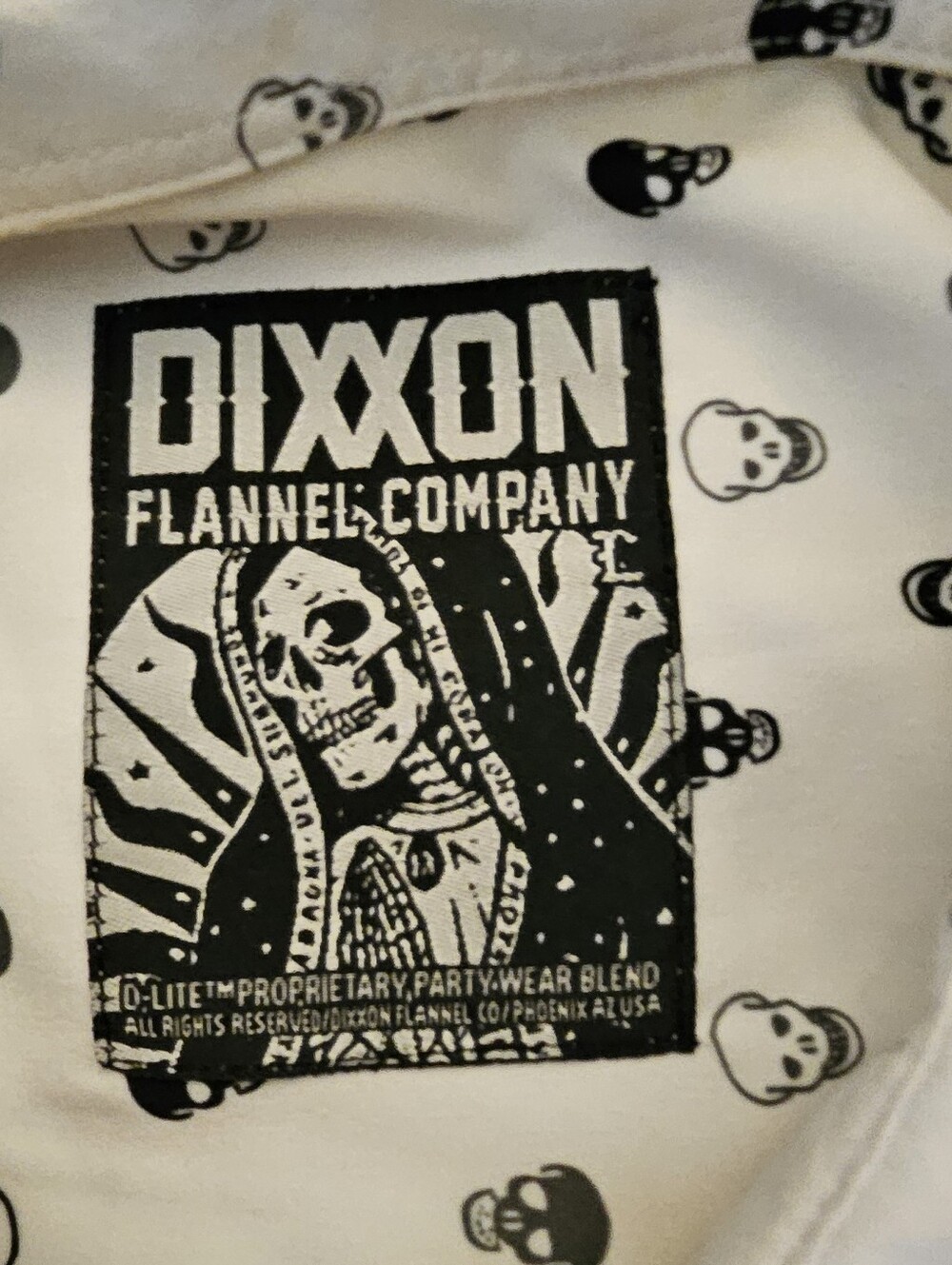 DIXXON Momento Mori Black and White Graphic Flannel Shirt